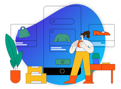 personagem fazendo compra